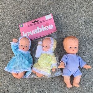 Vintage Lovables and Kootchy Koo and Baby Doll Set - Blue, Yellow, and Purple